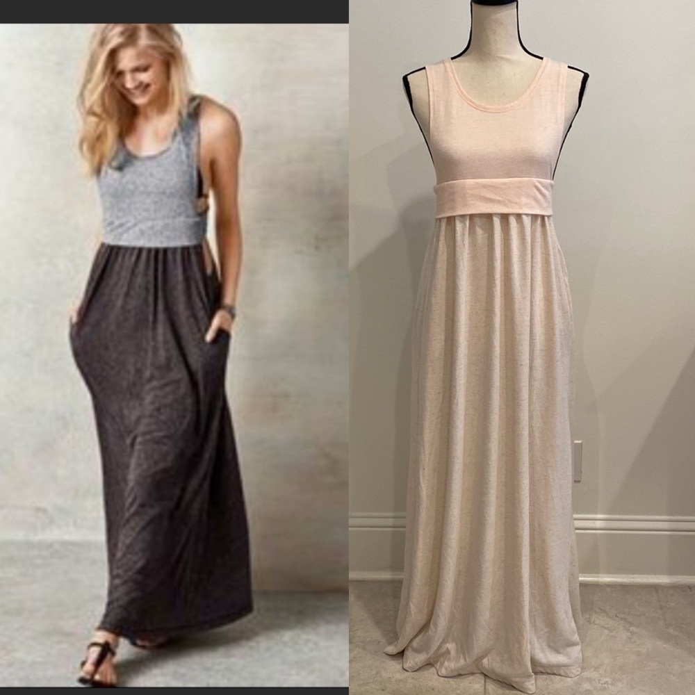 Victoria Secret Maxi Tank Cut Out color block pockets dress small